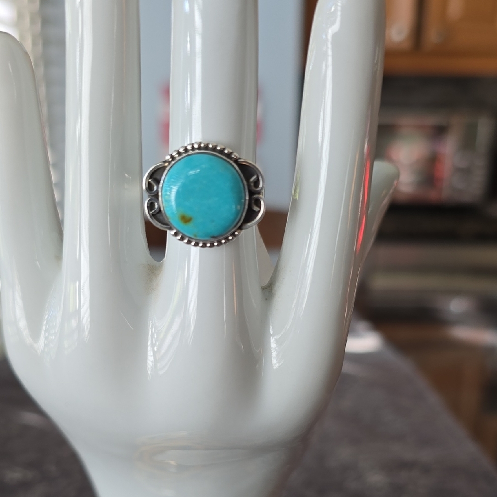 925 Sterling Silver Mexican Turquoise Ring~Sz 8